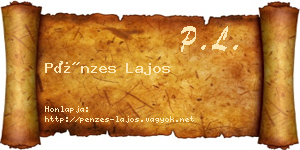 Pénzes Lajos névjegykártya